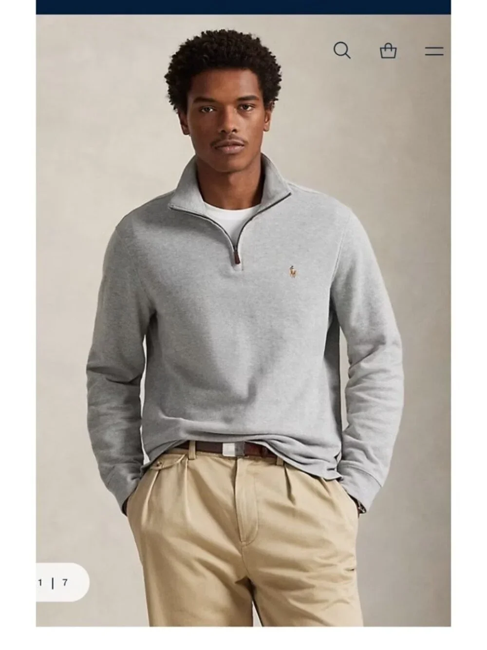 Polo Ralph Lauren Estate-Rib Quarter-Zip Pullover Xl Gray